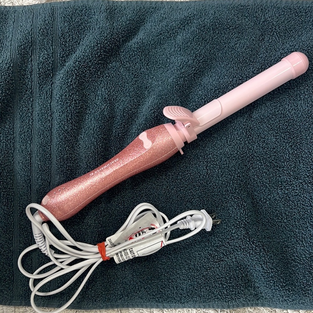 BEACHWAVER B1 GLITTER PINK AUTOMATIC CURLING IRON 1 INCH BARREL
